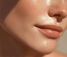 Close-up of glowing, hydrated skin